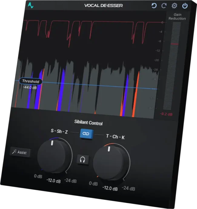 Vocal De-Esser AI detection showing intelligent sibilance analysis of vocal waveform