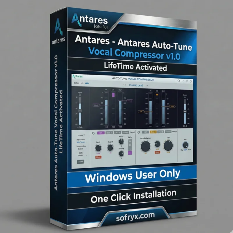 Auto-Tune Vocal Compressor 1.0.1 professional two-stage compression plugin interface showing compression stages and warm function