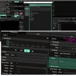 Resolume Arena performance interface with clip deck layers and effects controls
