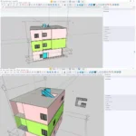 SketchUp Pro 2025 renovation model built over Trimble point cloud scan data