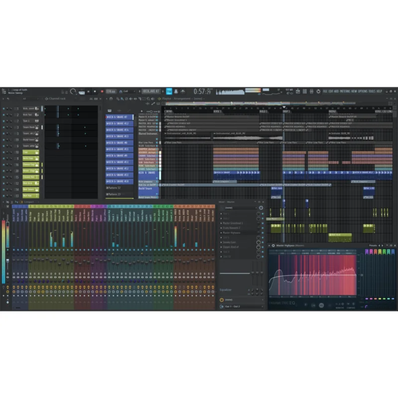 FL Studio flexible playlist showing arrangement of notes audio and automation tracks