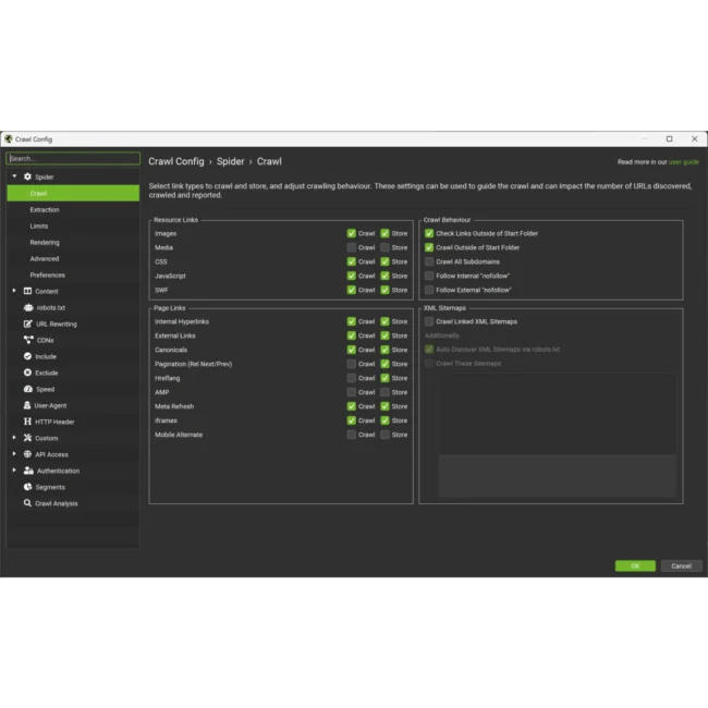 Technical SEO crawler showing broken link detection results with 404 errors, 5xx server issues, redirect chains, and detailed status code breakdown for all URLs.
